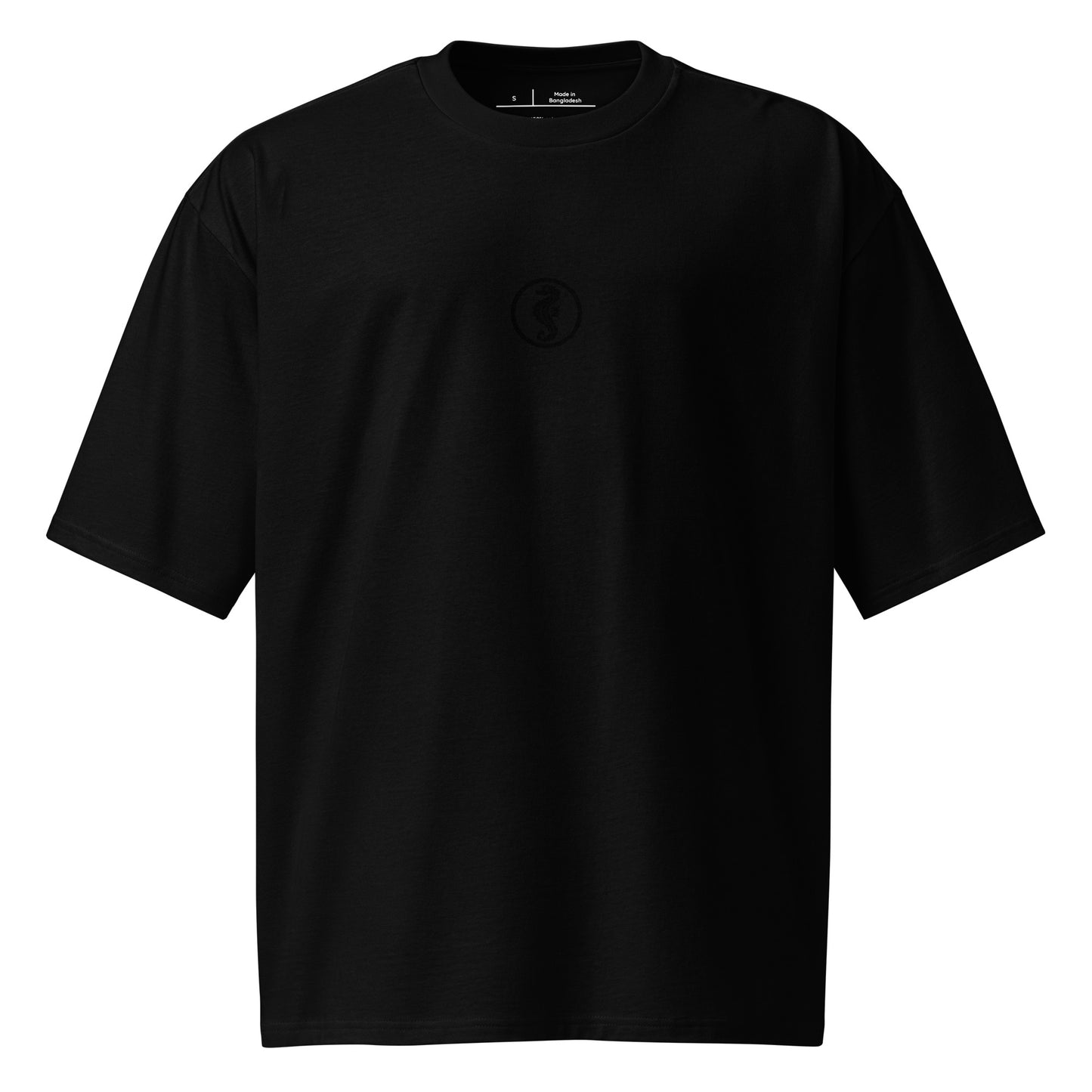 Das Seepferdchen Tee in schwarz mit schwarzem Print | Oversized