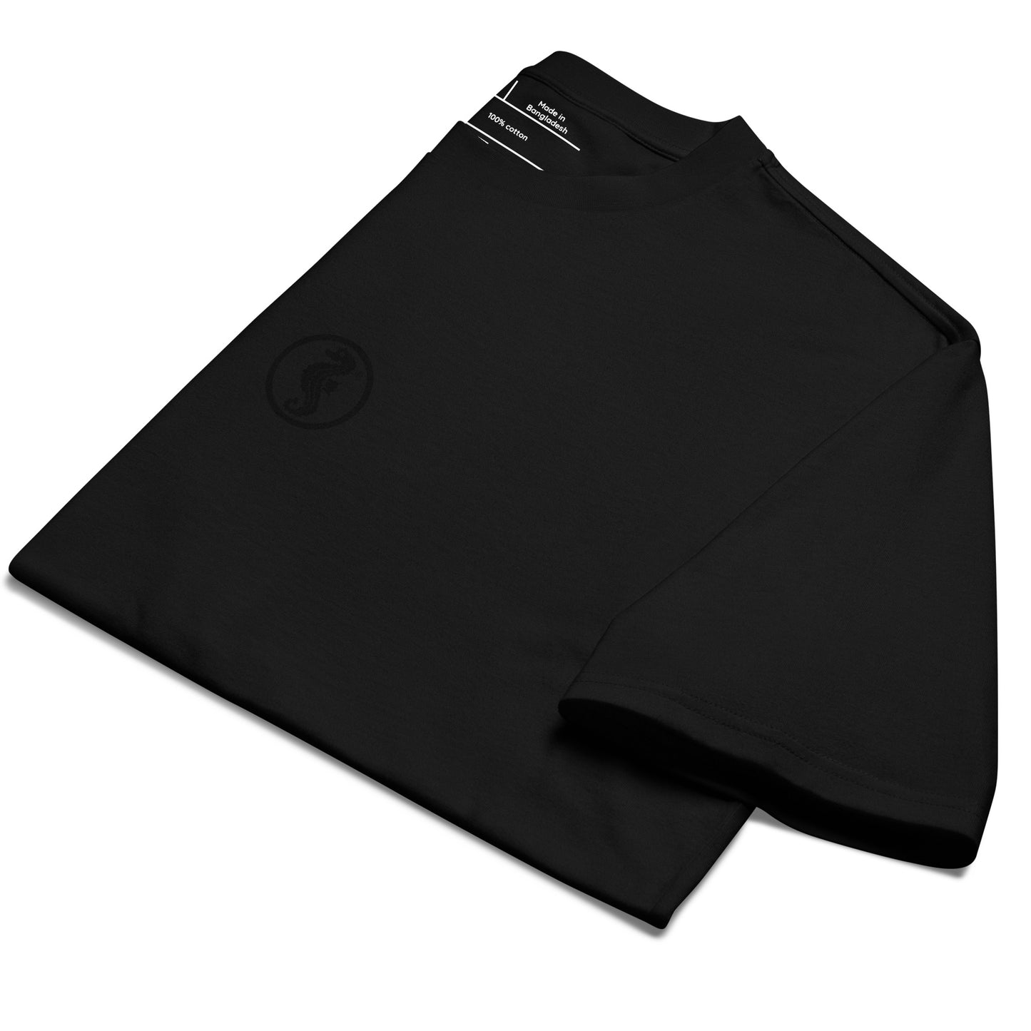 Das Seepferdchen Tee in schwarz mit schwarzem Print | Oversized
